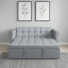 SOFÁ CAMA CONVERTIBLE DE TERCIOPELO PARA 2 PERSONAS – SOFÁ CAMA EXTRAÍBLE GRIS CON BOLSILLO LATERAL, DISEÑO COMPACTO PARA ESPACIOS PEQUEÑOS, APARTAMENTOS, HABITACIONES DE INVITADOS - 1 - Ver 9