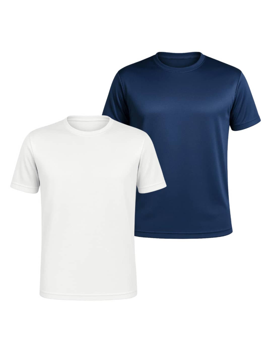 Kit Of 2 Men's Short-Sleeve Dry Fit T-Shirts, DryFit Gym, Running, Sports T-Shirt, CrossFit Fitness, Plain Casual Sportswear, Premium Polyester - 白色和藍色 - 查看 1