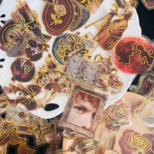 50张复古红色贴纸，节日礼物，派对和家居装饰，班级奖励，生日礼物，装饰剪贴簿，笔记本电脑，行李箱，吉他，水杯，手机壳，DIY贴纸，剪贴簿用品，文具，趣味贴纸，Kindle - 彩色 - 查看 9