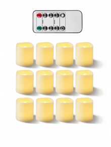 6/12/24pcs Warm Color Flameless LED Candles, Battery Powered, Realistic Candle Appearance, Warm White Light, Suitable For Wedding, Christmas, Romantic Candlelight Dinner, Valentine's Day Decoration - Big Tea Wax - View 12