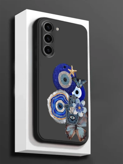 1 Stück Vintage Totem Augen Handyhülle, schwarze TPU Soft Schutzhülle, kratzfest, stoßfest, kompatibel mit Huawei Honor, Galaxy A/S Serie, 6A/7A/8A, 12T/13T/14T