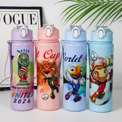 FIFA 1pc Sports Water Bottle, 2026 World Cup Themed Sports Water Bottle, Flip-Top Portable, Suitable For Sports & Daily Use, Great Birthday Gift