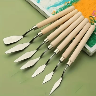 7件套不锈钢画刀，艺术家工艺调色刀，混合刀，刮刀，美术用品，返校季