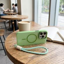 DECOPHONE Green Luxury Translucent Magnetic Wireless Charging Phone Case, Compatible With Apple 17, 17 Pro, 17 Air, 17 Pro Max, 16, 15, 14, 13, 12, 11 Pro Max, 16 Plus, Clear Protection Shockproof Bumper Cover, With Clip-On Anti-Drop Lanyard Phone Case Strap. - Green - View 3