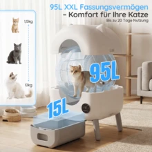 DEVOKO Automatic Self-Cleaning Cat Litter Box XXL Model Odor-Neutralizing Automatic Cat Litter Box With Waste Bags 95+15 Liter Capacity - White - View 3