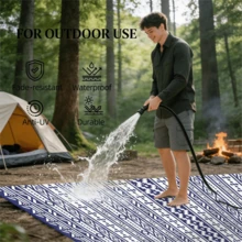 Reversible Outdoor Rug - Blue - View 3