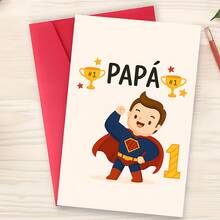 1 Stück Papa Nummer Eins Grußkarte - perfekt zum Feiern der Wertschätzung für Väter und Vatertag, ideales Geschenk für die Familie, um Liebe und Bewunderung an jedem besonderen Anlass auszudrücken - Einheitsgröße - Übersicht 2