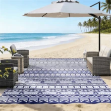 Reversible Outdoor Rug - Blue - View 1