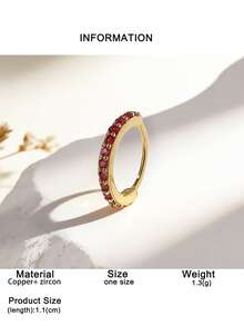 1pc Fashionable Hip-Hop Micro-Inlaid Rhinestone Nose Ring, Piercing Jewelry For Women - Golden Rose Red - View 5