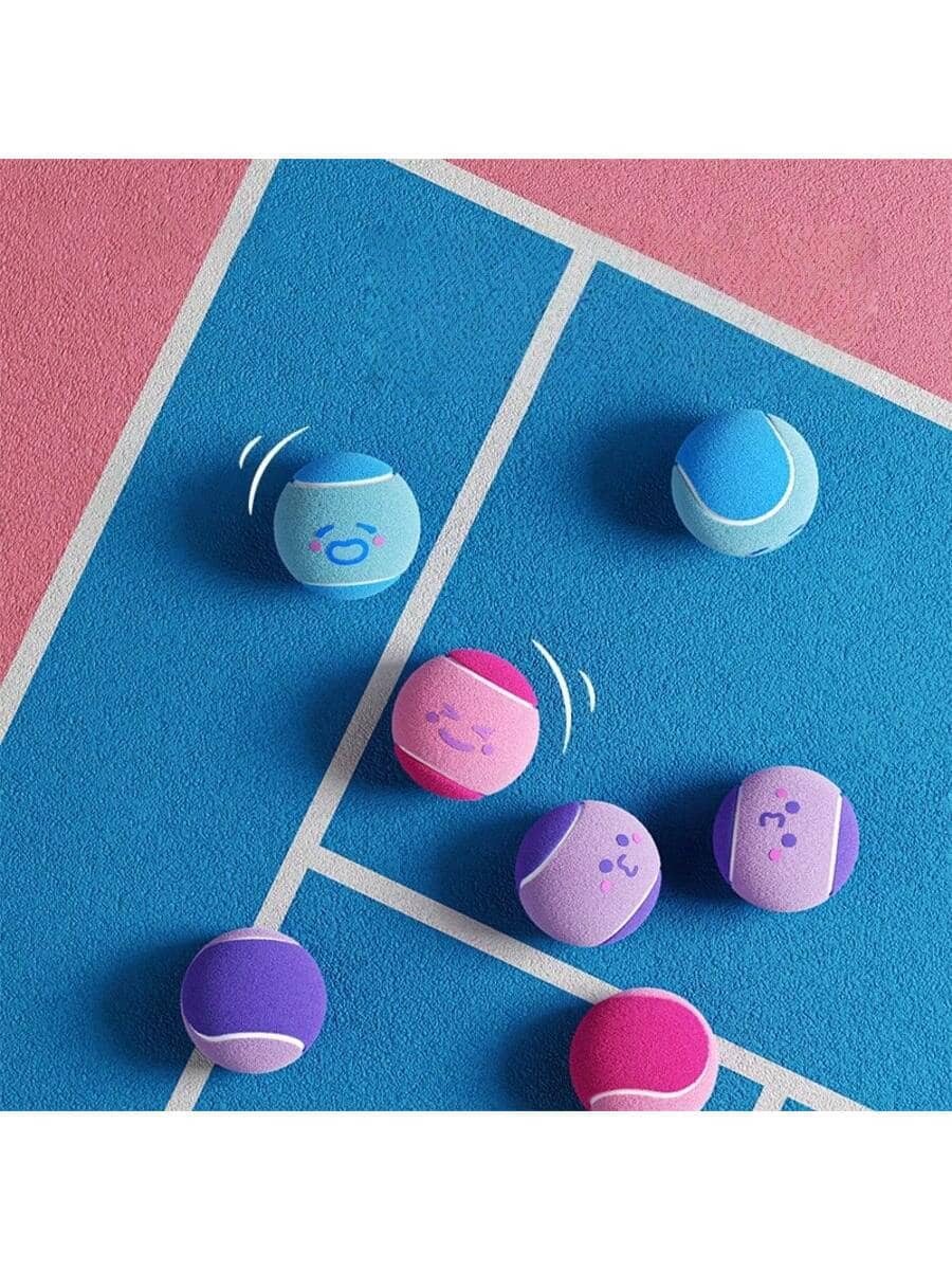 3pcs Pet Elastic Tennis Balls, Colorful Interactive Bouncy Balls Pet Dog Toys - Multicolor - View 1