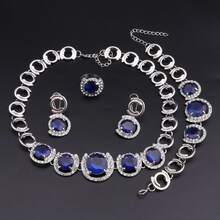 时尚金绿锆石首饰套装，优雅项链、手链、戒指、耳环，镶嵌闪耀水晶，是派对和婚礼的完美配饰。 - 4件套 - 查看 12