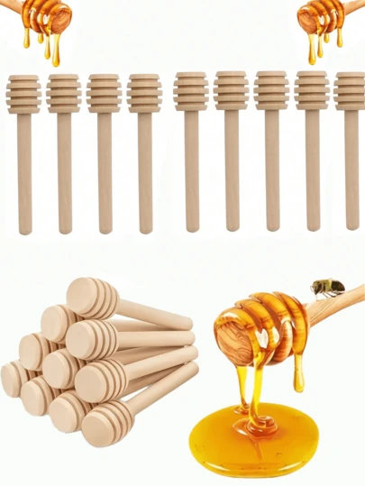 10支蜂蜜蘸棒，3.15英寸木制蜂蜜蘸棒，迷你蜂蜜棒，适用于派对用品、婚礼、婚庆用品、2026届毕业派对用品、单身派对、毕业派对用品、婴儿派对用品