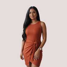 Women's Short Elegant Ribbed Party Dress Munich - 亮橙色 - 查看 5