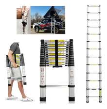 Escaleras De Aluminio Plegables De Aluminio Multiusos, 3,8m Plateado - C - Ver 9