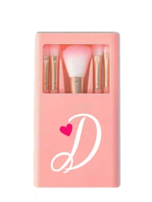 1 Set de Brochas de Maquillaje Portátil con Espejo y Cerdas Suaves, Patrón de Corazón Rosa, Caja para Set de Brochas de Maquillaje, Brocha de Maquillaje Multifuncional con Caja de Espejo, Bolígrafo de Maquillaje Multifuncional Miniatura, Brocha de Maquillaje para Base - Multicolor - Ver 13