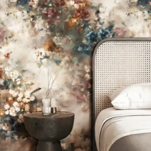 1 Roll, 44*300/500/1000 Cm, Vintage Floral Wallpaper, Hand-Painted Oil Painting Floral Removable Wallpaper, Bohemian Peel And Stick Contact Paper For Living Room Kitchen Bedroom Furniture Renovation, Textured Floral Wall Mural, American Retro Floral Wallpaper - E-Brown - View 3