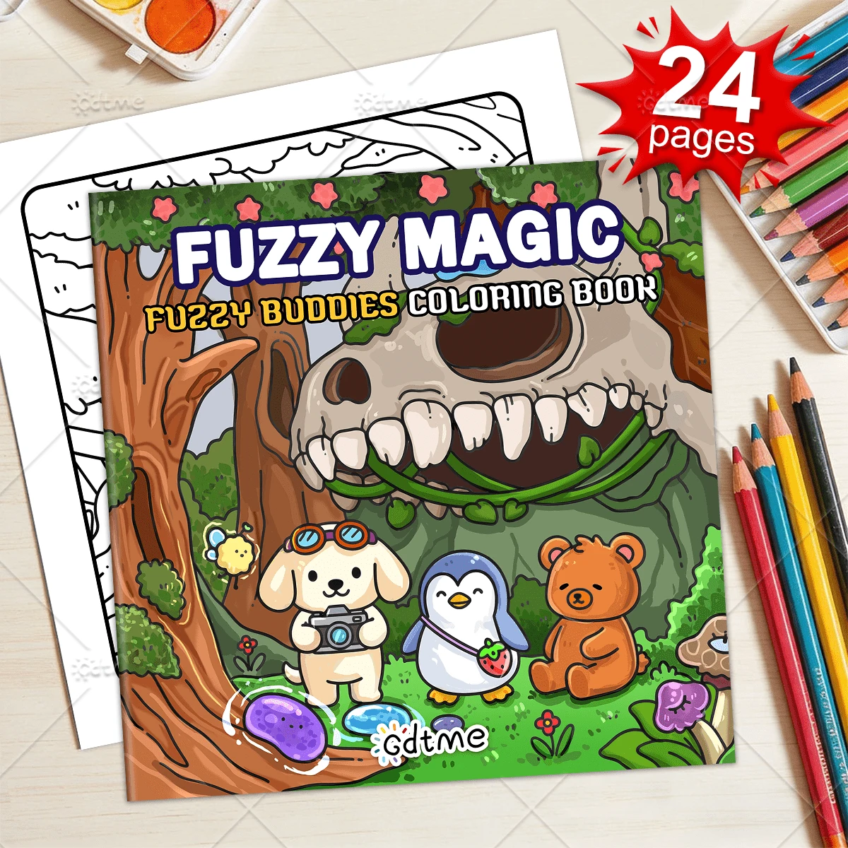 GDTME Magic "24 Page Non Thick Colored Paper Simple Coloring Book, Magic Coloring Book Simple Coloring Page, Super Cute And Comfortable Space Design, Coloring Book Can Release Emotions, Relieve Anxiety, Ideal Gift For Festivals And Special Occasions, Office Supplies, School Supplies - JX-434 - View 1