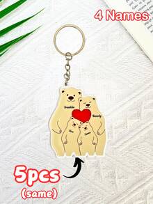 Bộ 1/3/5 móc khóa hình gấu gia đình cá nhân hóa, móc khóa tùy chỉnh, móc khóa dễ thương có thể tùy chỉnh với 2-6 tên, món quà hoàn hảo cho Ngày Gia đình, thể hiện sự ấm áp và tình cảm, Ngày Valentine, Ngày của Mẹ. - Nhiều màu 6 - Xem 13