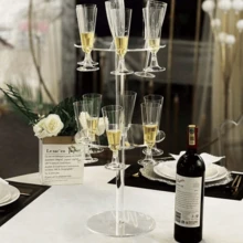 1pc Elegant Acrylic Champagne Tower Glass Holder, Minimalist Modern Transparent Champagne Display Stand For Party, Wedding, Christmas - Transparent - View 9