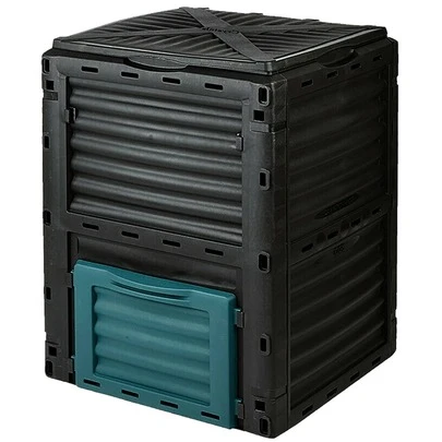 Garden Composter Bin With Gloves - 300 Litre Plastic Composting Waste Box For Recycling, Storage
