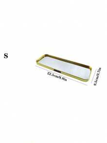 1 pieza Elegante bandeja de almacenamiento rectangular de vidrio dorado (disponible en tamaños pequeño, mediano y grande), superficie de espejo de vidrio de alta definición, estilo nórdico de lujo, material de aleación de aluminio y vidrio - Estantería de almacenamiento multifuncional, bandeja de exhibición de gran capacidad, bandeja para joyas, caja de almacenamiento de cosméticos, aromaterapia, portavelas, joyas, cosméticos - rectángulo - Ver 11