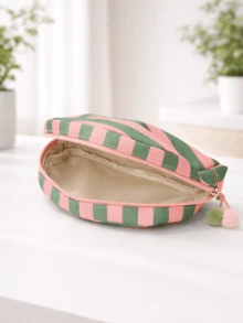 Colorful Striped Cosmetic Bag, Large Capacity Portable Makeup Organizer Bag For Women, Daily, Travel, Gym, Business Trip, Toiletry Storage - Multicolor - View 5