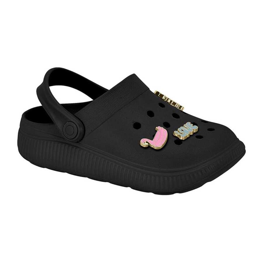 Molekinho Molekinha Kids' Flip-Flops - Fashionable Clogs With Fun Buttons - 108 Black Molekinha - View 1
