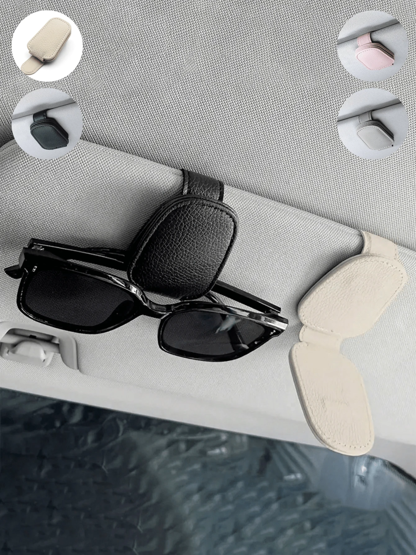 1/2Pcs Universal Car Fashion Glasses Clip, Anti-Slip PU Leather Magnetic Eyeglass Holder With Quick Release, Secure Mount For Fashion & Prescription Glasses, Practical Auto Interior Accessory For Sun Travel