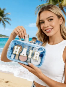 4件装畅销透明防水化妆包，多功能旅行收纳袋，送给朋友和母亲的理想礼物 - 彩色 - 查看 4