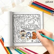 GDTME Magic "24 Page Non Thick Colored Paper Simple Coloring Book, Magic Coloring Book Simple Coloring Page, Super Cute And Comfortable Space Design, Coloring Book Can Release Emotions, Relieve Anxiety, Ideal Gift For Festivals And Special Occasions, Office Supplies, School Supplies - JX-434 - View 3