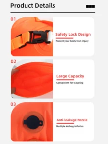 1pc Outdoor Swimming PVC Inflatable Life Buoy With Towing Float, Suitable For Swimmers, Triathletes And Divers, Adjustable Waist Belt Design - Multicolor - View 5