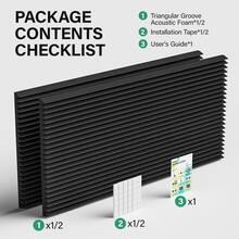 OSITE SKY 1/2 包吸音泡沫楔形垫 - 120x60x5 厘米 | 高密度大尺寸吸音处理板 | 适用于家庭办公室、音乐工作室、广播工作室（黑色/白色/灰色） - 灰色 - 查看 8