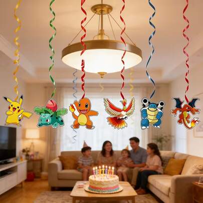 Bộ 6 món đồ trang trí xoắn ốc hình nhân vật hoạt hình, phong cách cổ tích, thích hợp trang trí tiệc sinh nhật, ngày lễ tình nhân, tiệc theo mùa ở trường. Sản phẩm này không bao gồm dây treo.