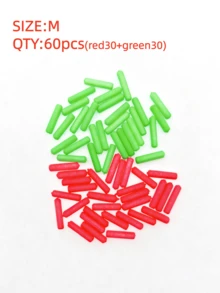 60pcs Mixed Red, Yellow, Green Fishing Float Set, High Visibility Enlarged Beans, Thick Stem Cylindrical Foam Super Light Fishing Floats With Thick Tail, Fishing Accessories - Multicolor - View 20