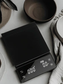 1个黑色时尚电子咖啡秤 - 意式浓缩咖啡滴滤秤、烘焙厨房秤、3000克/6.6磅版本，需要3节AAA电池（不含电池） - 彩色 - 查看 6
