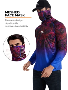 RODEEL Men's Outdoor Hooded Sweatshirt With Face Mask And Neck Protection, Long Sleeve, Soft, Lightweight, Four-Way Stretch Sports - Red Violet - View 4