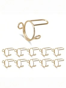 10pcs Fashion Wearable Nail Art Nail Rings, Removable Metal Finger Rings, Suitable For Dates, Vacations And Other Occasions - Multicolor - View 5