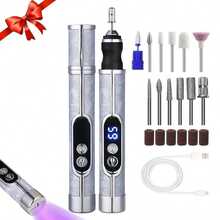 12件套电动指甲打磨器套装，多功能指甲钻，USB充电 - 适用于厚指甲，专业4速电动指甲锉，指甲抛光塑形工具，美甲工具，精美礼品，180mAh电池 - 彩色 - 查看 13