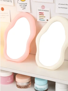 1pc Asymmetrical Cloud-Shaped Makeup Mirror, Minimalist Freestanding Vanity Mirror With Adjustable Angle, Suitable For Vanity, Desk, Office, Bedroom, No Electricity Needed, Wedding Decor, Best Home Decor, Back To School Decor - Multicolor - View 7