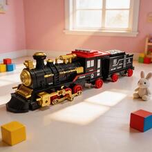 Toy, Kids Toy, Kids Toy Train, Train Model With Lights And Sounds, Inertial Powered, Boys Party Gift, Kids Game, Kids Birthday, Interactive Kids Toy, Boys Toy, Toy For Kids, Kids Toy Train, Party Favor, Christmas, Toy Car, Halloween, Boys Gift, Birthday Gift - Multicolor - View 6