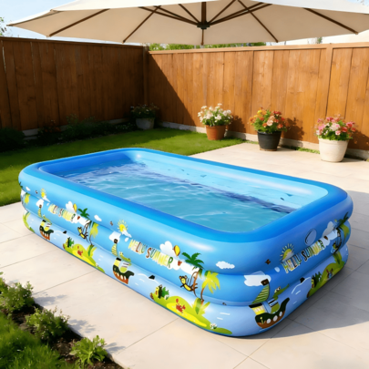 Outdoor 3-Layer Family Swimming Pool, Funny Printed Thick PVC Pool, Suitable For Summer Fun, Relaxation And Water Party, Various Sizes Available, No Electricity Needed - Perfect Choice For Summer Family Water Fun