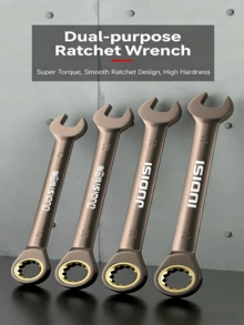 Chrome Vanadium Steel Combination Ratchet Wrench Set - Dual-Function, Quick Release, Open-End & Box-End Spanner Tools For Home & Automotive Repair - Adjustable Head Ratchet Wrench - View 5
