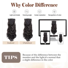 22 Inch Clip In Hair Extensions 7 PCS Long Wavy Synthetic Black Hair Extension & Natural Soft Invisible Clip Thick Hairpieces For Women Daily - Multicolor - View 12