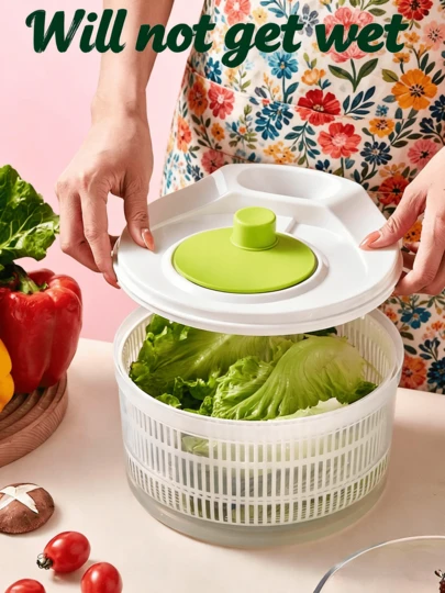 1pc Multi-Function Multi-Color Vegetable Salad Spinner, Manual Fruit & Vegetable Dehydrator, Vegetable Spinner, Fruit & Vegetable Washing Basket, Double-Layer Draining Bowl, Shatter-Resistant, PP Material, Kitchen Tool, Efficient Salad Maker, Vegetable Dehydrator, Kitchen Essential