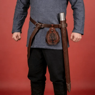 Viking Style Medieval PU Leather Wallet, Portable Drawstring Handbag, Retro Belt Pouch, Dice Bag, Can Be Hung On Belt Drawstring Pouch, Suitable For Cosplay And Renaissance Festivals