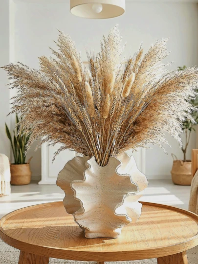 陶瓷花盆 - 1 件套，白色花卉图案，简约北欧波西米亚风格，适合现代农舍风格装饰，可用于客厅、厨房、壁炉架、卧室、餐桌、办公室等场所。