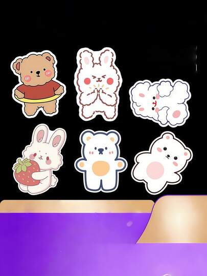 50 Adhesive Journal Stickers For Kids, Cute Animal & Cartoon Character Label Stickers, Customizable Guka Stickers.