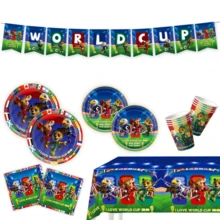 FIFA 61件套世界杯一次性餐具套装，包括10个餐盘、10个甜点盘、10个纸杯、20张餐巾纸、1条横幅，一次性派对用品，适用于露营、野餐、后院烧烤、婚礼、生日派对等场合。 - 彩色 - 查看 1