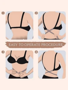 3pcs/Set Deep V-Neck Backless 2-Buckle Criss-Cross Bra Extender Strap, Invisible Bra Strap - Multicolor - View 5