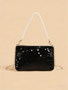 1pc Sequin Velvet Sequins Handbag, Evening Bag, Shoulder Bag, Crossbody Bag, Elegant & Gentle Style - Sequin Velvet - View 3